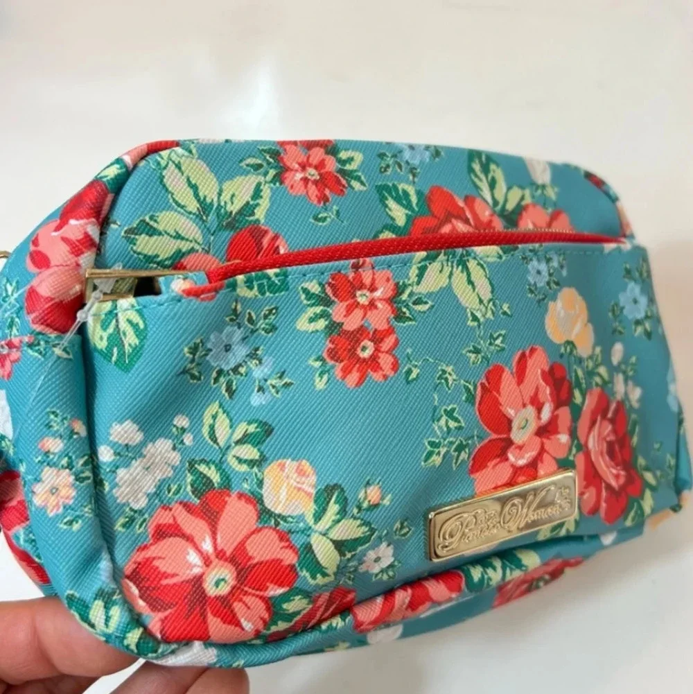 Pioneer Woman Cosmetic Bag Vintage Floral with 2 Zippers